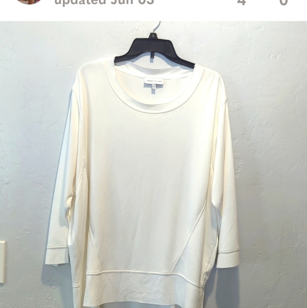 GIBSON & LATIMER CREAM LONG SLEEVE TUNIC